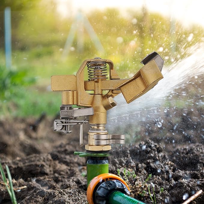 Brass Impact Sprinkler,Heavy Duty Brass Sprinklers for Yard Lawn Garden,Adjustable 20 - 360 Pattern, 20' - 41' Spray Distance