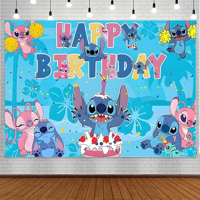 Cartoon Birthday Decorations, Cute Happy Birthday Banner Backdrop, Banner Shoot Photo Backgrounds Props, Blue Party Supplies