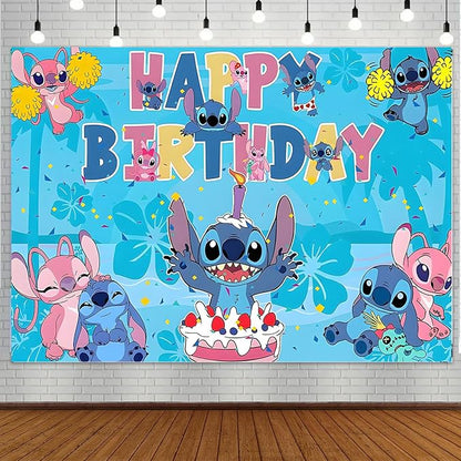 Cartoon Birthday Decorations, Cute Happy Birthday Banner Backdrop, Banner Shoot Photo Backgrounds Props, Blue Party Supplies