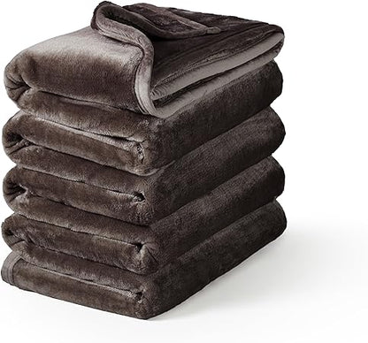 Mellowdy Extra Thick Hearty Plush Flannel Blanket (Peat Brown, 90x90) - 500GSM King Size Warm Blanket for Winter, Fall  Soft, Fluffy, Cuddly, Perfect for Bed, Oversized Throw for Couch, Sofa