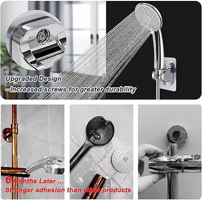 NearMoon Self Adhesive Shower Head Holder-Adjustable Handheld Shower Holder NO Drilling Wall Mount Waterproof (1 Pack, Chrome Finish)
