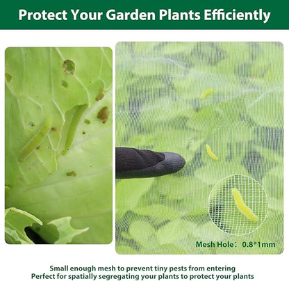 8x24 Ft Garden Netting, Pest Barrier Bird Ultra Fine Mesh Netting with 16 Clips for Garden Raised Beds Garden Plants Net Protection Vegetable Fruit Flowers Outdoor Greenhouse Row Cover