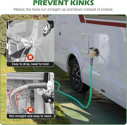 90 Degree Water Hose Elbow for RV with Easy Grip Connector RV Drinking Water Hose Adapter for RV City Water Inlet Connection City Water Hookup for Camper Residential Outdoor 1 pack