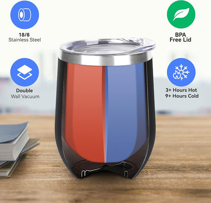 DOMICARE 12 oz Stainless Steel Insulated Wine Tumbler with Lid