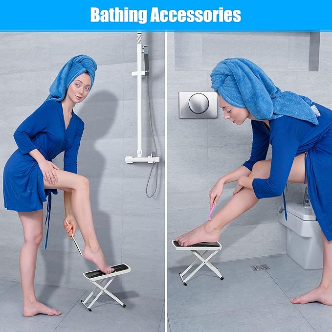 Pedicure Foot Rest, Adjustable Foot Stand with Non-Slip, Toe Separator - Easy at Home, No More Bending or Stretching, Beauty Pedicure Kit (White)