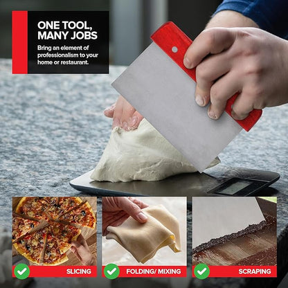 Stock Your Home Kitchen Bench Scraper, 6 Inch Multi-Purpose Dough Cutter, Metal Griddle Scraper, Pastry Knife or Chopper, with Easy Grip Handle  Stainless Steel Blade