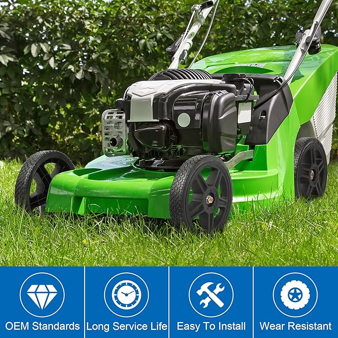 7 Inch Lawn Mower Wheels Kits Universal 7" Push Mower Wheels with 12" Bearing, Bolts  Nuts, Plastic Replacement Tires for Most Standard Garden Tiller, Pressure Washer, Handtruck, 2 Pack