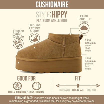 These genuine suede boots feature a cozy faux fur lining and cushioned comfort for all-day wear.