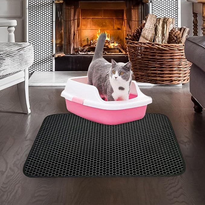 Cat pad, Waterproof Cat Mat, Double-Layer Sand Leakage cat Box, Non-Slip cat pad, Cat Mat, Double Layer Traps Mat for Pets