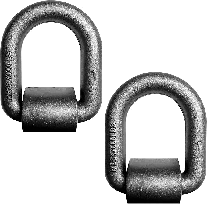 Heavy Duty Weld-On Forged D Ring, 1" (Long) D-Ring Trailer Tie Down Anchor for Truck, RV, Cargo - MBS: 45000 Lbs, 2 Pack