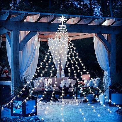 Christmas Decoration Star Lights Outdoor,317 LED 16.4Ft Christmas Tree Toppers String Lights8 Modes Waterproof for Halloween Xmas New Year Holiday Birthday