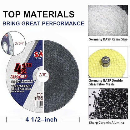 SALI 50 Pack Cut Off Wheel 4 12 Inch Cutting Wheels 4-12" x 364" x 78" for Metal  Stainless Steel, Angle Grinder Cutting Wheel,Cutting Discs with Aggressive Cutting
