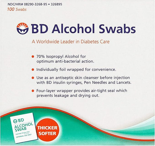 BD Alcohol Prep Swabs - 100 Swabs