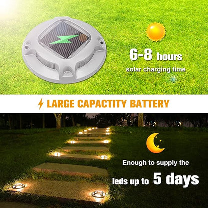 VOLISUN Solar Driveway Lights Dock Marine Lights 12 Pack,2 Colors in 1,Outdoor LED Deck Lights,Solar Powered Waterproof Warning Step Lights for Driveway Sidewalk Pathway (White/Warm White)