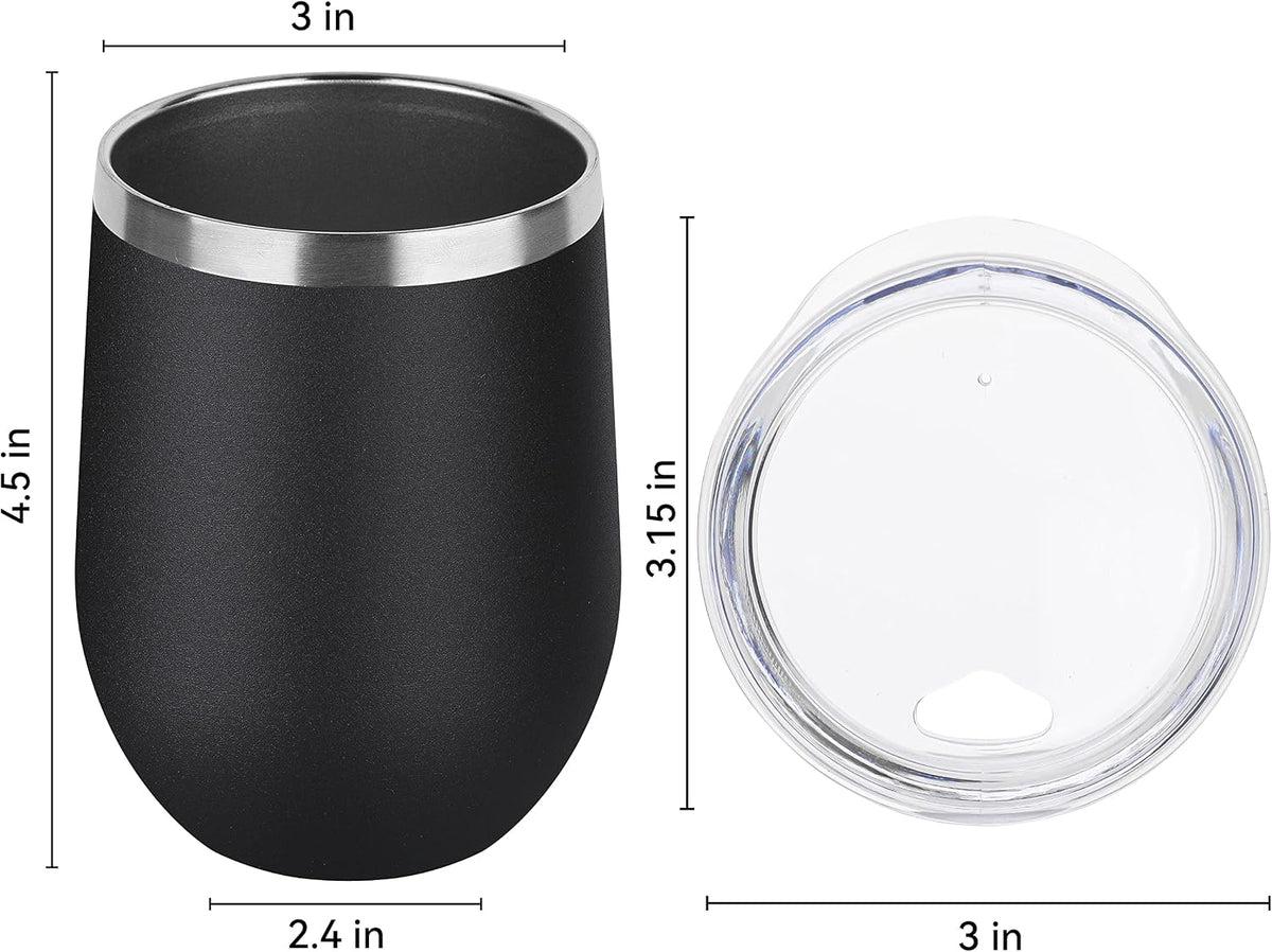 DOMICARE 12 oz Stainless Steel Insulated Wine Tumbler with Lid