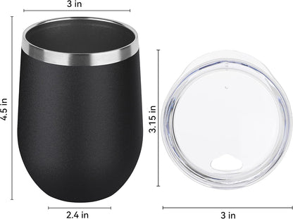DOMICARE 12 oz Stainless Steel Insulated Wine Tumbler with Lid