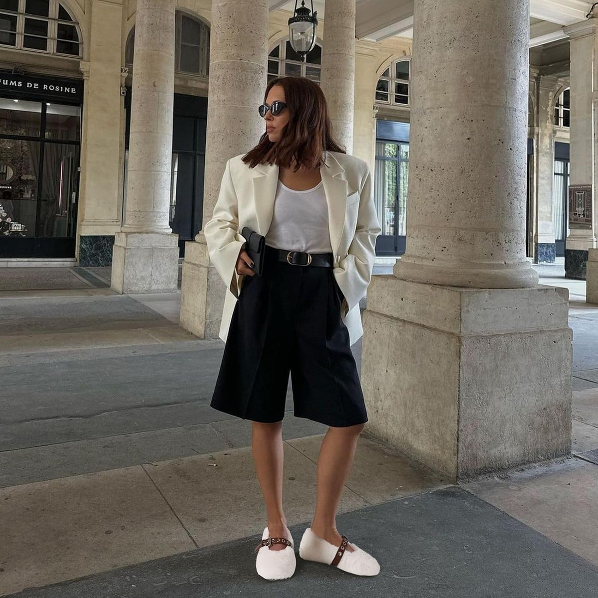 Goiphrri Fur Mary Jane Shoes Women Comfortable Ballet Flats Shoes Round Toe Casual Cute Mary Janes Womens Ballerina Flats with Buckle Strap.