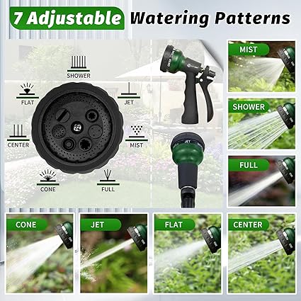 AUTOMAN Garden Hose Nozzle, Water Sprayer Nozzle with 7 Adjustable Watering Patterns,Slip Resistant Nozzle for Plants,Lawn,Washing Cars,Window Cleaning,Showering Pets  Outdoor Fun.