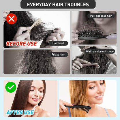 HDAJY Wide Tooth Comb, Large Thickened Hair Comb, Black Shower Combs for Wet Curly Straight Hair, Round Comb Teeth, No Hair Damage