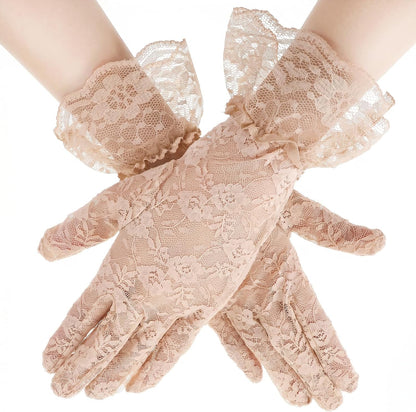Abeillo Women Lace Gloves Short Wedding Glove Tea Party Gloves Courtesy Glove for Opera Evening Wedding Tea Party Prom 1920s