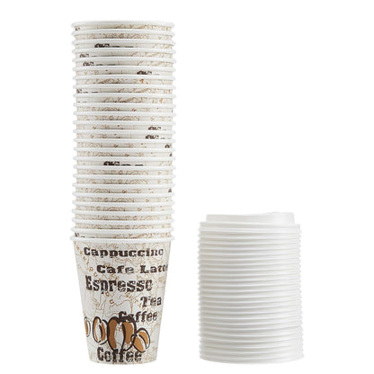 Basics Disposable Hot Paper Coffee Cups with Lids, to Go, Leak-Proof, for Hot and Cold Drinks, 12 oz, 100-Count