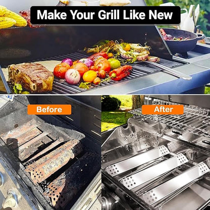 Uniflasy Grill Replacement Parts for Nexgrill 720-0882A 720-0925P 720-0925 720-0896B 720-0896C, Stainless Steel Grill Burners Heat Plate Shields Replacement for Nexgrill 5 Burner 720-0882A, 5 Pack