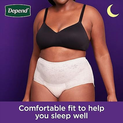 Depend Night Defense Adult Incontinence  Postpartum Bladder Leak Underwear for Women, Disposable, Overnight, Extra-Large, Blush, 12 Count, Packaging May Vary