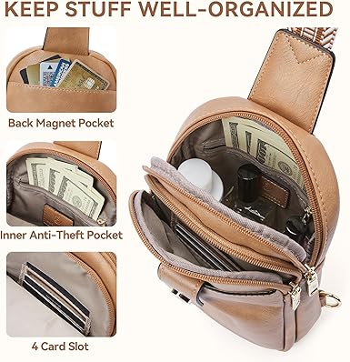 BOSTANTEN Sling Bag for Women Crossbody Bag Vegan Leather Cross Body Purse Large Fanny Pack Travel Purse