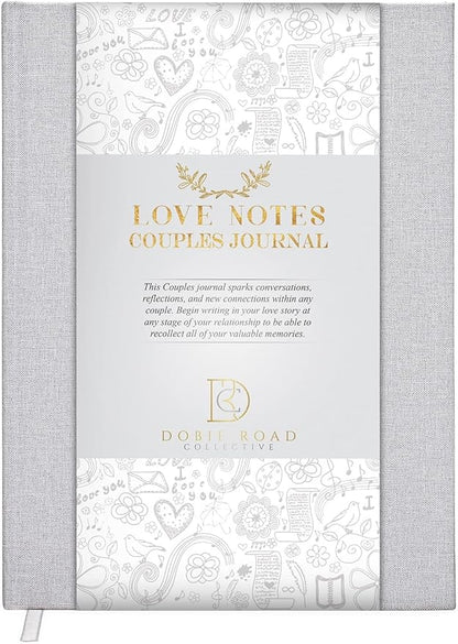 Love Notes Couples Journal For Him and Her  Linen Hardcover Book To Fill Out Together Memories of Us Anniversary The Marriage Our Story Wedding Journal, Gray, DR-