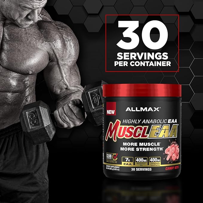 ALLMAX Nutrition - MUSCLEAA, Amino Energy for Strength and Muscle gain, Supports Hydration, Stamina and Exercise Performance, Formulated with 7000mg EAAs and 4200mg BCAAs (Candy Keys)