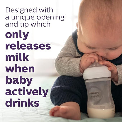 Philips AVENT Natural Baby Bottle with Natural Response Nipple, Clear, 9oz, 1pk, SCY90301