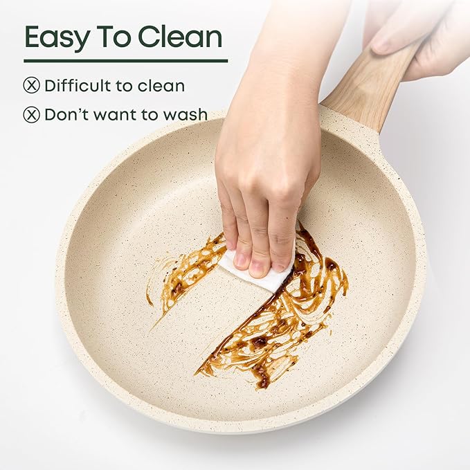 8 Inch Nonstick Frying Pan Skillet with Lid,Granite Non Stick Omelet Pans,Induction Compatible Egg Pan with Heat Resistant Handle,PFOA Free