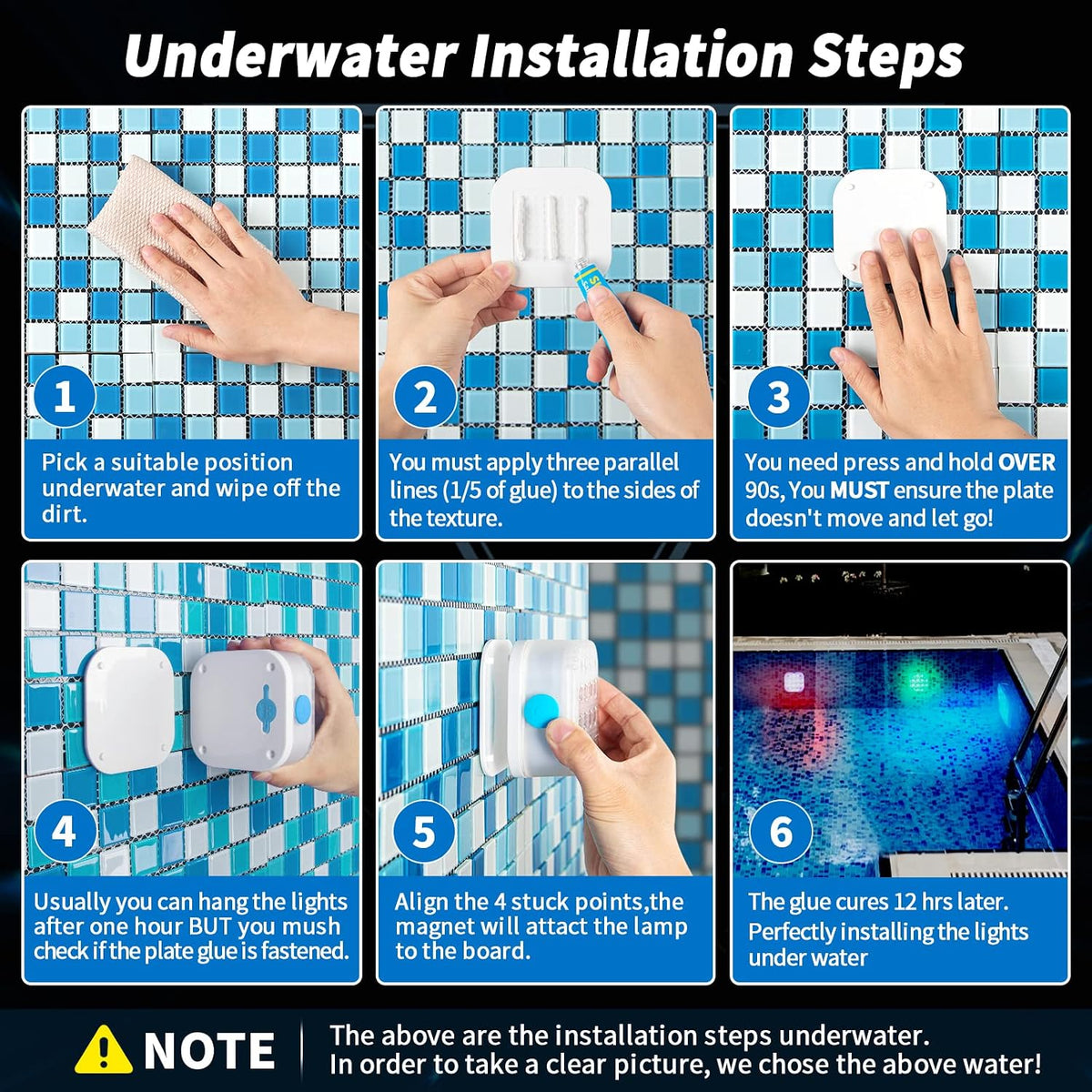 REFURBISHED- LIGHT ONLY- Rechargeable Submersible Pool Lights, Waterproof Underwater Smart LED Lights Controlled Multiple Lighting Modes, 4000mAh Magnets Lights for Multi Scene Pool Decoration (light only - 1 pack)