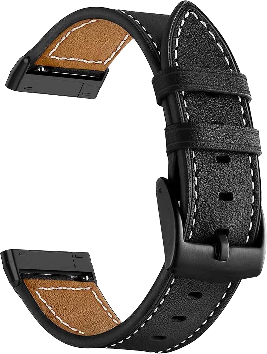 for Fitbit Versa 4 Bands, Geniue Leather Replacement Watch Strap for Fitbit Versa 4/ Versa 3, Fitbit Sense 2/Sense Bands for Women Men-Black