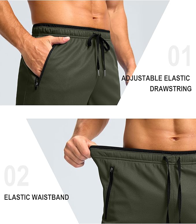 G Gradual Men's Gym Shorts wtih Zipper Pocket 9" Athletic Basketball Mesh Shorts for Men Workout Quick Dry Lightiweight