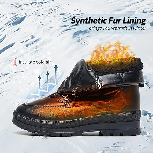 Moudki Womens Warm Fur Lined Snow Boots for Cold Weather, Non-slip Black Combat Boots with Zipper for Hiking, Lace up White Winter Booties for Women, Water Resistant Mid Calf Shoes