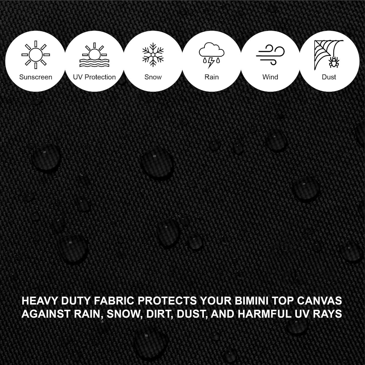 Savvycraft Bimini Top Storage Boot 79"-84" Width Black Color, Waterproof UV Protection Bimini Top Replacement Boot, Fit Round and Square Tube