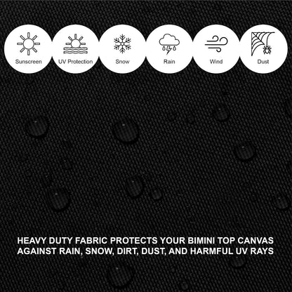 Savvycraft Bimini Top Storage Boot 79"-84" Width Black Color, Waterproof UV Protection Bimini Top Replacement Boot, Fit Round and Square Tube