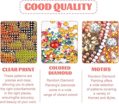Focart 4 Pack Random Diamond Paintings, 5D DIY Special Shape Rhinestone Diamond Painting Kits for Adults 12x12 inch