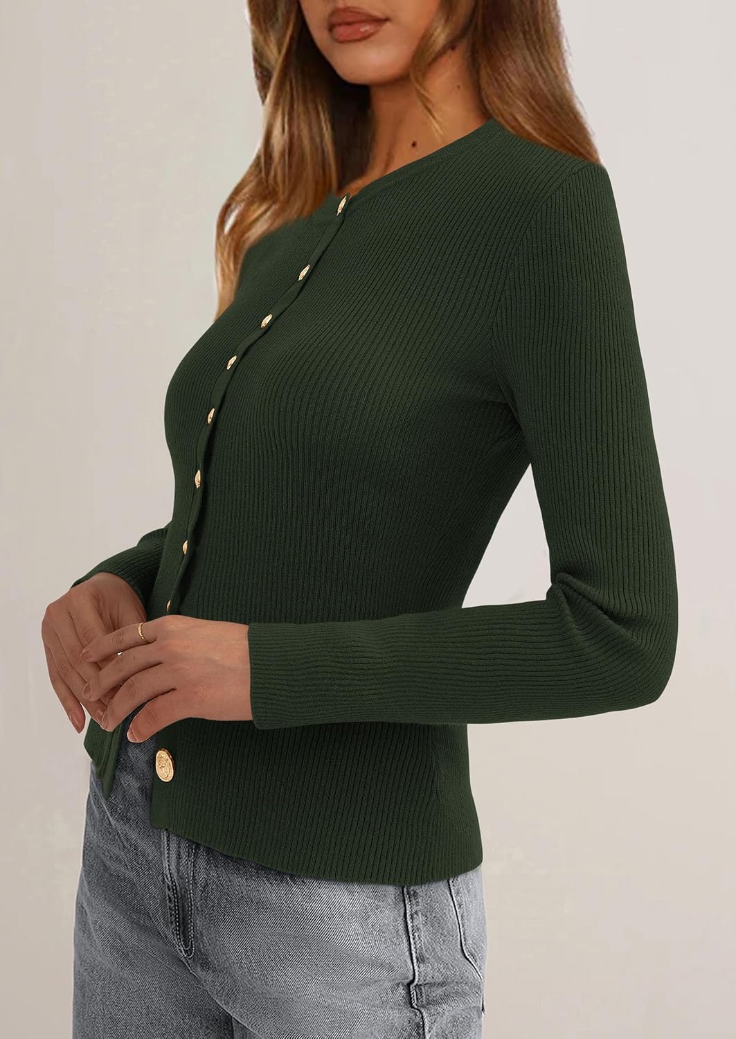 PRETTYGARDEN Women's Fall Lightweight Cardigan Sweaters | Button up, Soft Ribbed Knit, Long Sleeve Tops, Slim Fitted, Casual Going Out Outfits, Fall Fashion, Layering Winter Clothing