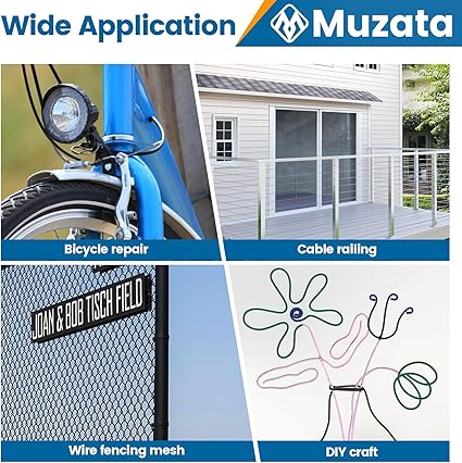 Muzata Cable Cutter Wire Cutter Heavy Duty Up to 18" 532" Stainless Steel Aircraft Wire Rope for Deck Railing Metal Fence Bicycle Brake Bike Cutter DIY Project CR12