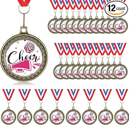 Kigeli Cheer Medals Cheerleading Cheerleader Award Cheer Trophy 1st Place Medals Patriotic Medal with Neck Ribbons