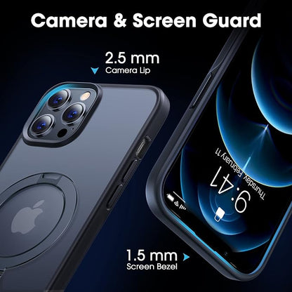 CASEKOO Ultra-Magnetic Stand for iPhone 16 Pro Case [Military Drop Protection] [Compatible with MagSafe] Shockproof Translucent Matte Slim Ring Holder Case for iPhone 16 Pro 6.3", Gold