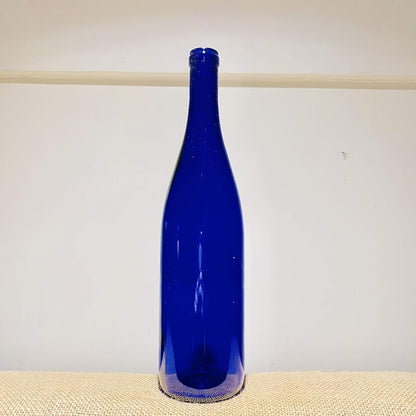 Empty Blue Burgundy Wine Bottle, Stunning Blue Wine Bottle Decor or Centerpiece Decoration