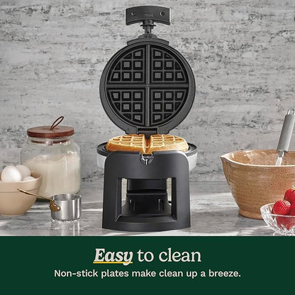 Cuisinart WAF-F30 Round Flip Belgian Waffle Maker, BlackSilver, 1 inch thick