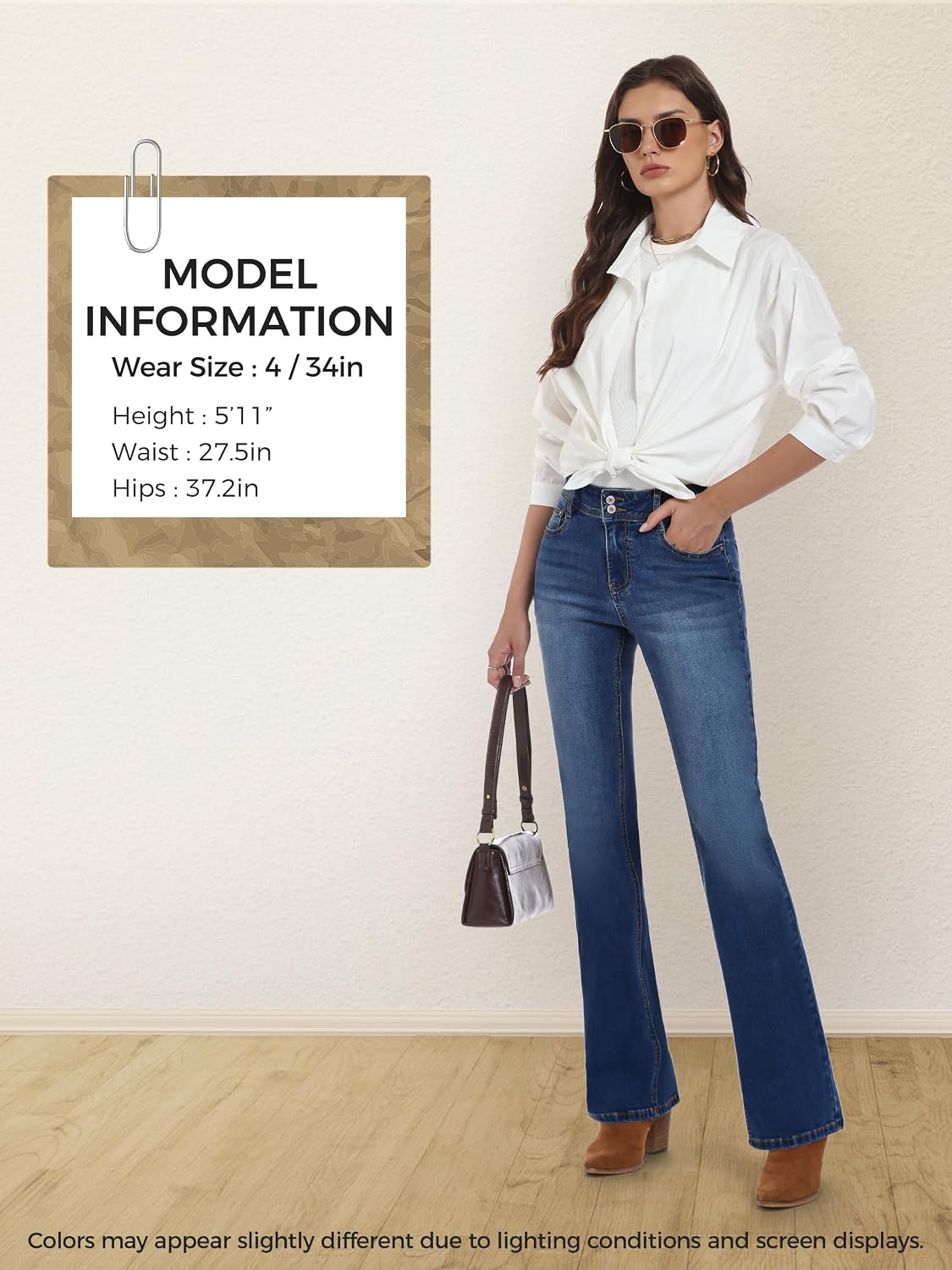 Tall Women's 34"/36"/38" Inseam Curvy Bootcut Jeans Mid-Rise Stretchy Denim Pants Classic Bell Bottom Trouser