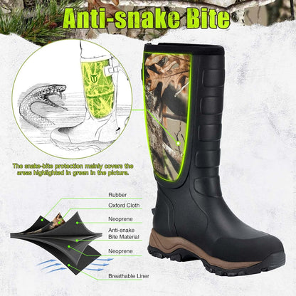 Durable TIDEWE hunting boots with neoprene uppers, anti-snake bite material, and deep tread for outdoor adventures.