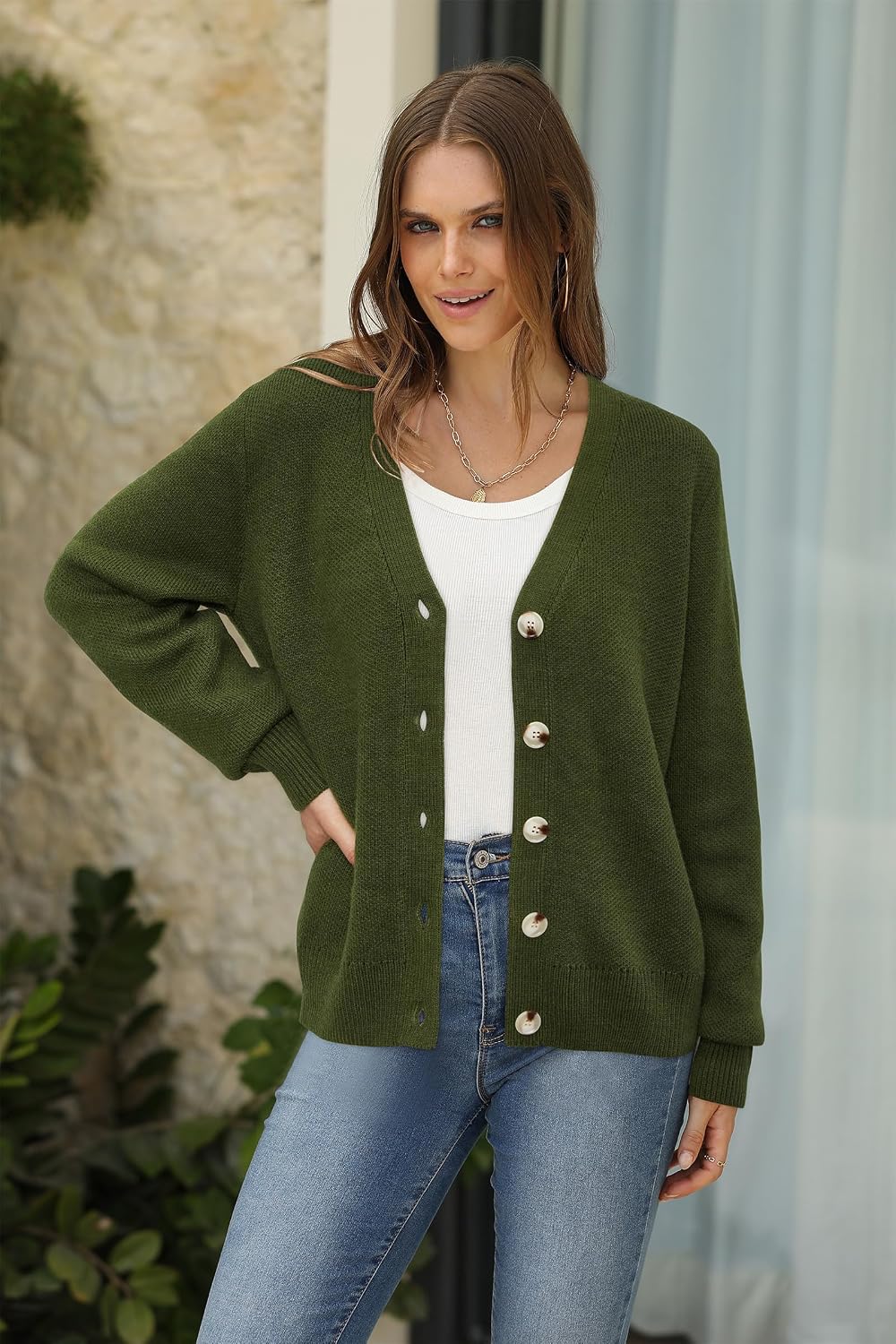 Newshows Womens Fall Fashion 2024 Wool Blended Cardigan Sweater Button Down Long Sleeve Knit Outerwear Coats