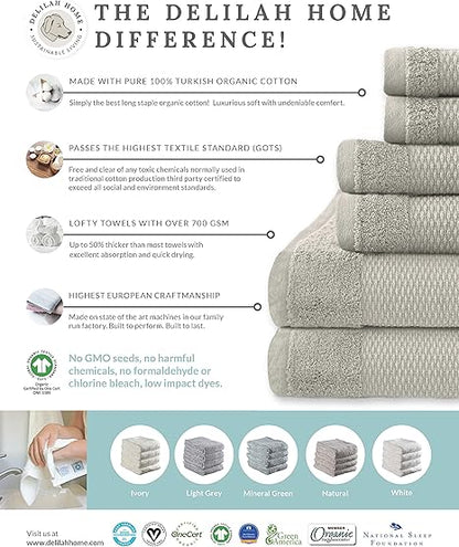Delilah Home - Luxury Bath Towel Collection - 100 Cotton Turkish Towel Set for Bathroom - Ultra-Soft  Absorbent Organic Spa Towel (1 Piece Each 36x72in) Pack of 1 Towel (Mineral Green)