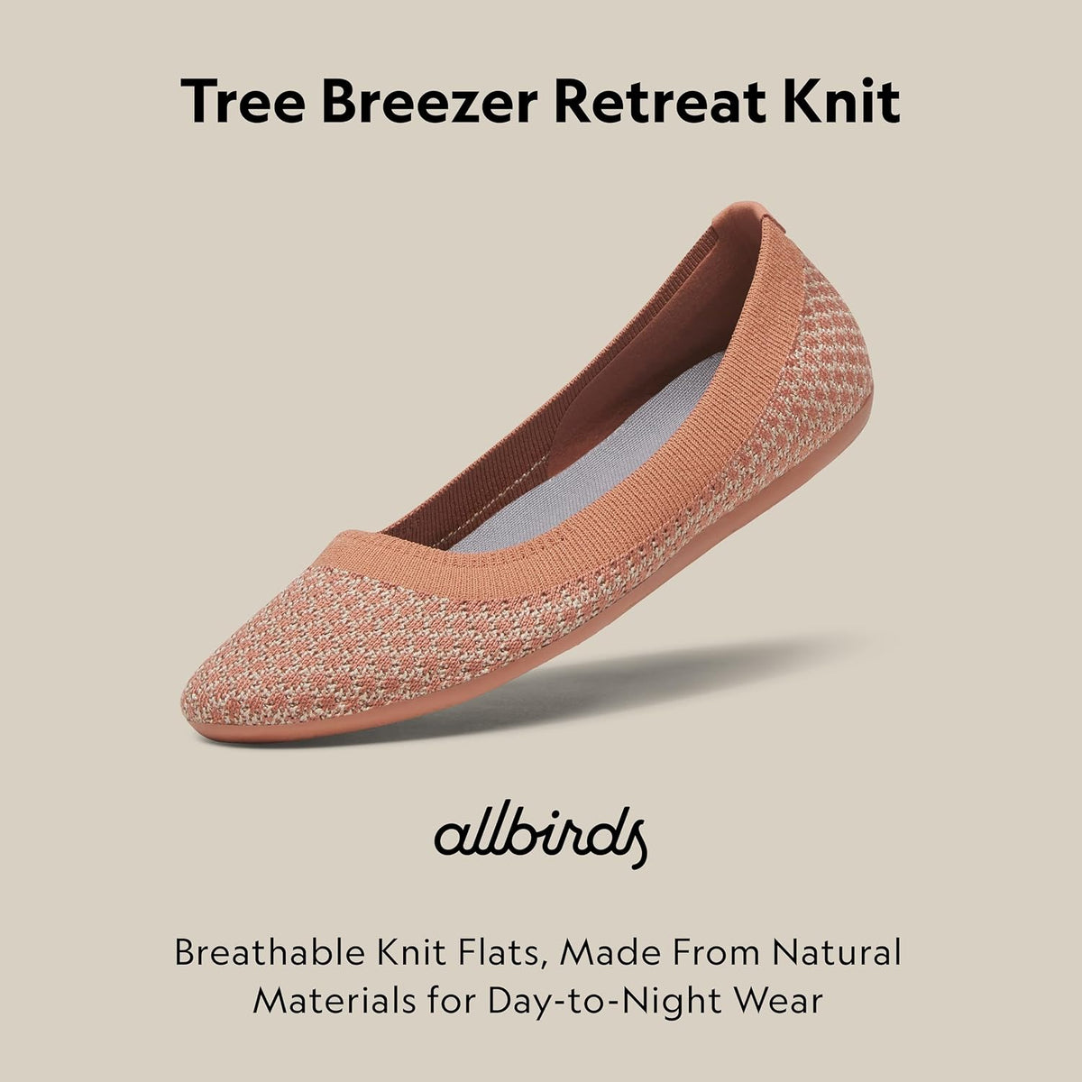 Size 9 Allbirds Women’s Tree Breezer, Knit Ballet Flats, Slip-On Everyday Round Toe Shoes, Machine Washable Made with Natural Materials